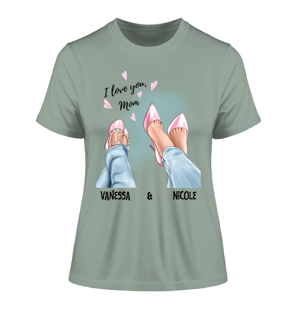 Tochter & Mutter • Schuhe • Beste Mama • Ladies Premium T-Shirt XS - 2XL aus Bio - Baumwolle für Damen • Exklusivdesign • personalisiert • Motivauswahl • personalisierbar von HalloGeschenk.de