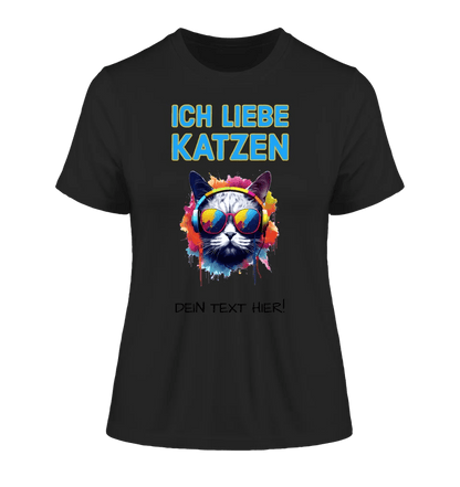 Wähle die Katze (mit Motivauswahl + Text) • Ladies Premium T-Shirt XS - 2XL aus Bio - Baumwolle für Damen • Exklusivdesign • personalisiert von HalloGeschenk.de