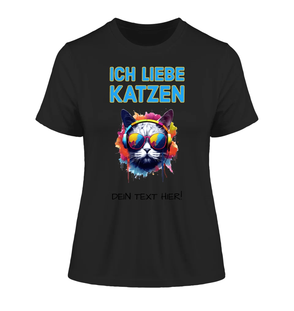 Wähle die Katze (mit Motivauswahl + Text) • Ladies Premium T-Shirt XS - 2XL aus Bio - Baumwolle für Damen • Exklusivdesign • personalisiert von HalloGeschenk.de